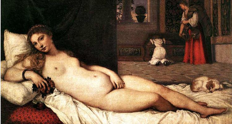 Modellen. Titians oliemaleri af Venus fra Urbino er malt ca. 1538 og befinder sig nu i Uffizierne i Firenze. Men modellen levede i Venedig. I romanen In the Company of the Courtesan får hun navnet Fiammetta Bianchini. 