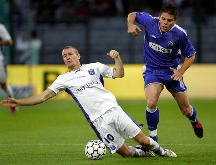 Thomas Kahlenberg i aktion i en UEFA Cup-kamp mod Dinamo Zagreb i september. 