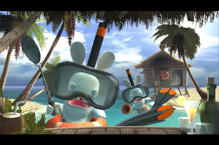 Bevæbnet med svuppere skal hundredvis af gale kaniner flaffes ned i et af de sjoveste minispil for to i 'Rayman: Raving Rabbids' - en fed parodi på de klassiske 'Time Crisis'-spil. Sigt på skærmen og Wii-remoten og skyd, men husk at ryste Nunchuck i den anden hånd, når der skal genlades. 