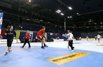 Det danske håndboldlandsholds trænede i går i Ostseehalle i Kiel før holdets første kamp ved VM i herrehåndbold. 