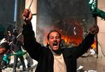 En demonstrant under balladen i Beirut. 
