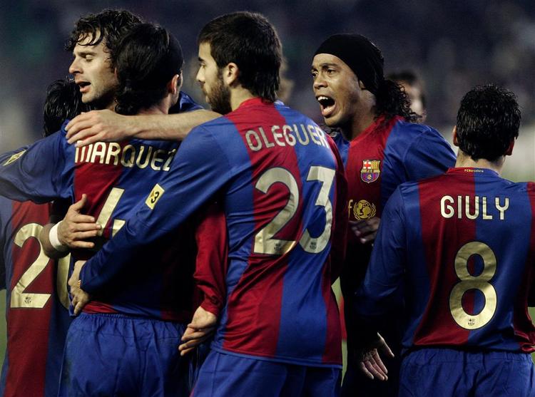 Barca-jubel efter Marquez' udligning. 