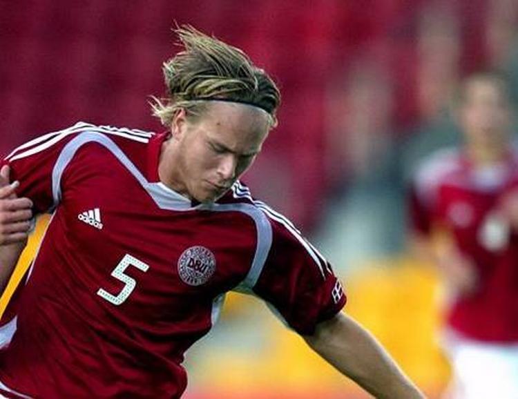 Jonas Troest i aktion for U21-landsholdet. 