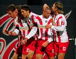 Mainz-jubel efter Leon Andreasens (nr. to fra højre) scoring. 
