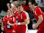 Søren Stryger jubler efter en scoring i VM-kampen mod Tjekkiet. Danskeren har valgt at indstille karrieren på landsholdet. 
