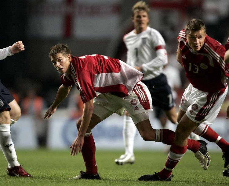 Daniel Agger (tv.) og Michael Gravgaard spillede første gang sammen i 4-1-sejren over England 17. august 2005. 