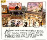 Genfunden tid. Sidste bind af Marcel Prousts store roman På sporet af den tabte tid udkommer i 1927. Samtidig ændrer byen Illiers, som hos Proust kaldes Combray, navn til Illiers-Combray for at tiltrække Proust-pilgrimme fra hele verden. Tegning fra bogen: Edward Sorel 