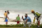 Golfbanen i Cancun, hvor Fred Funk (i lyseblåt) er i spidsen for den igangværende PGA-turnering, ligger ikke blot tæt på, men på selve den mexicanske østkyst. 