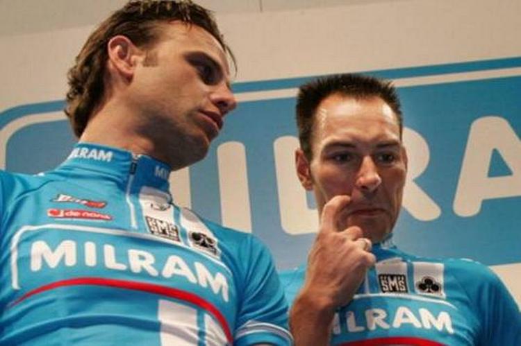 Alessandro Petacchi (til venstre) fik fantastisk hjælp fra sin tyske holdkammerat  Erik Zabel. 