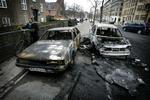 Også på Nørre Alle på Nørrebro stod adskillige udbrændte biler. 