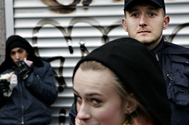 Nedrivning af ungdomshuset. Nørrebrosrunddel.