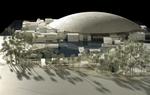 Billedet viser en model af det kommende Louvre-museum i Abu Dhabi. 