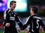 Real Madrid-spillerne David Beckham(t.v.) og Fabio Cannavaro(t.h.) er begge fraværende på grund af skader til dagens Champions League-opgør mod Bayern München. 