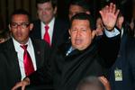 Venezuelas præsident Hugo Chavez ved ankomsten til Buenos Aires i går 