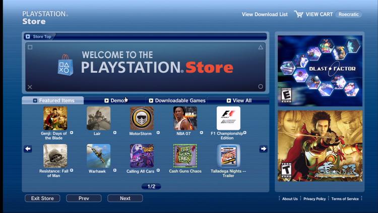 I Sonys online-butik til PlayStation 3 kan man købe gamle PlayStation-spil samt downloade demoer, filmtrailers og småspil til PlayStation 3. Udvalget synes lidt sparsomt, og butikken er enormt langsom at navigere rundt i. 