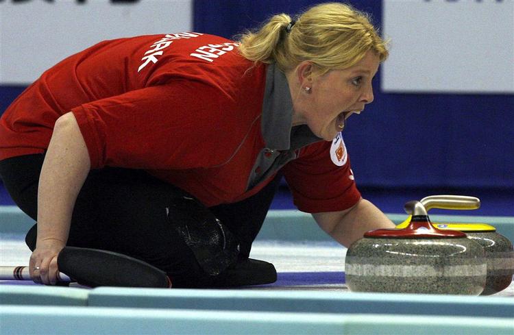 Angelina Jensen er skipper på det danske curlinghold, der er sikker på medalje ved VM. 