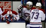 Montreal Canadiens finske angriber Saku Koivu(i midten)ærgrer sig over nederlaget til Toronto, der kostede Montreal-holdet en plads i slutspillet. 