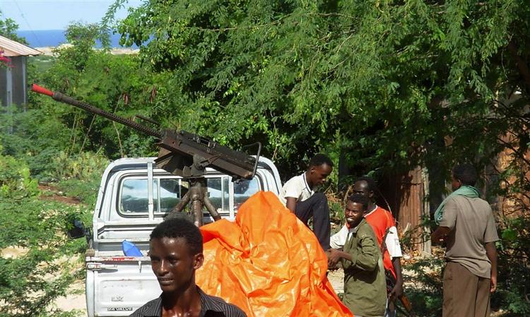 Somaliske regeringsstyrker vest for Mogadishu. 