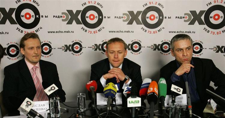 De tre ex-agenter er (fra venstre) Vjasjeslav Sokolenko, Andrej Lugovoj og Dmitrij Kovtun. 