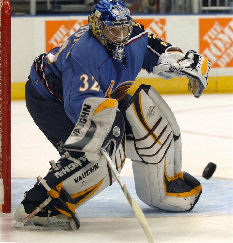 Kari Lehtonen fra Atlanta Thrashers skal vogte målet mod Danmark. 