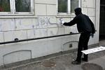 Grafitti ved ungdomshus demo 1 maj. 