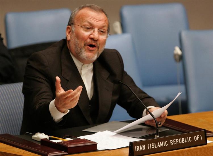 Irans udenrigsminister Manouchehr Mottaki her i FN's sikkerhedsråd i marts. 