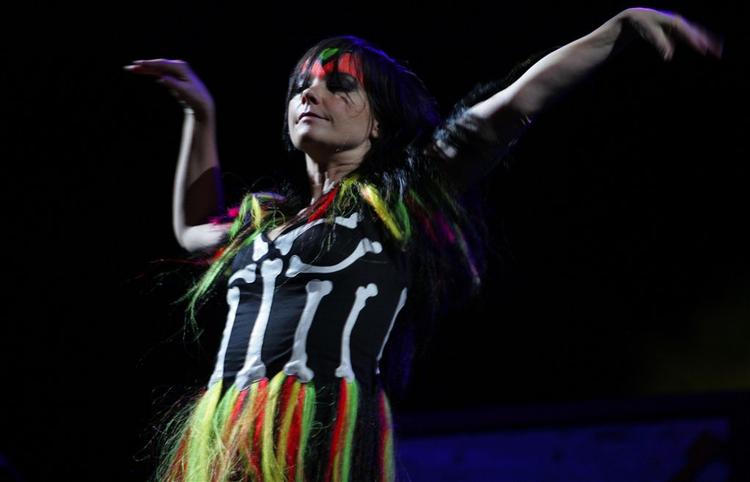 Björk under sin nylige optræden på Coachella-festivalen i USA. 