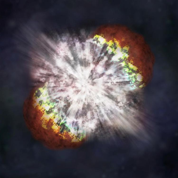En kunstners illustration af, hvordan eksplosionen så ud. Billedet er leveret af den amerikanske rumfartsorganisation, Nasa. 