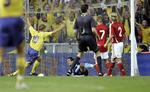 Sverige scorer til 3-0 i Parken. 