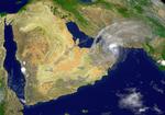 Et satellitbillede viser stormer på vej til Iran. 