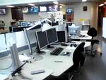 Det såkaldte 'News Room' i DR Byen lå stort set øde hen efter stormødet, hvor medarbejderne besluttede at gå hjem. 
