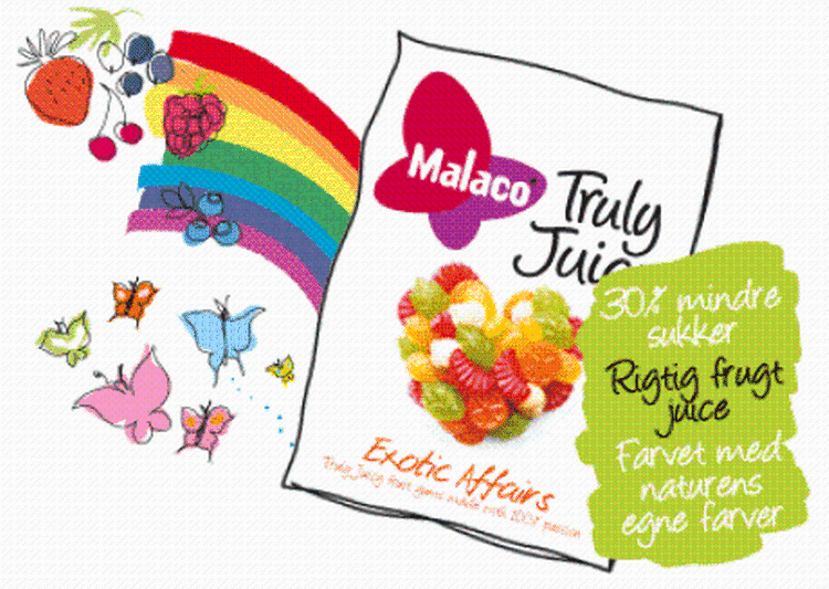 Malacos nye Truly slik har samme mængde sukker, som slik havde for små fire år siden. Men i dag er sukkerindholdet eksploderet, så Truly kan markedsføres, som et sukkerholdigt alternativ. 