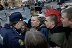 Demonstrationen var ud på aftenen begrænset til 30-40 mennesker, oplyser politiet. 