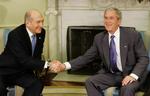 De to statsledere Bush og Olmert siger nu, at de begge støtter tanken om en selvstændigt Palæstina. 
