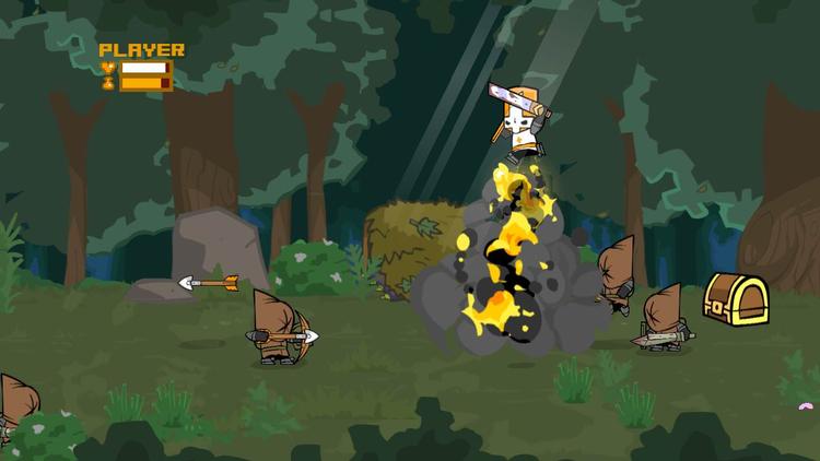 Som fire små farvede riddere skal man i 'Castle Crashers' arbejde helst fire spillere sammen for at baske fjenderne - både med sværdstål og magi. Den grafiske stil synes gennemført tegneserieagtig og er baseret på håndtegnede figurer. 