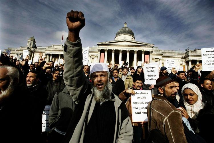 Demonstration i London mod muhammedtegningerne 