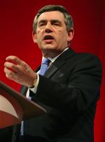 Gordon Brown under dagens tale til Labour-medlemmerne. 