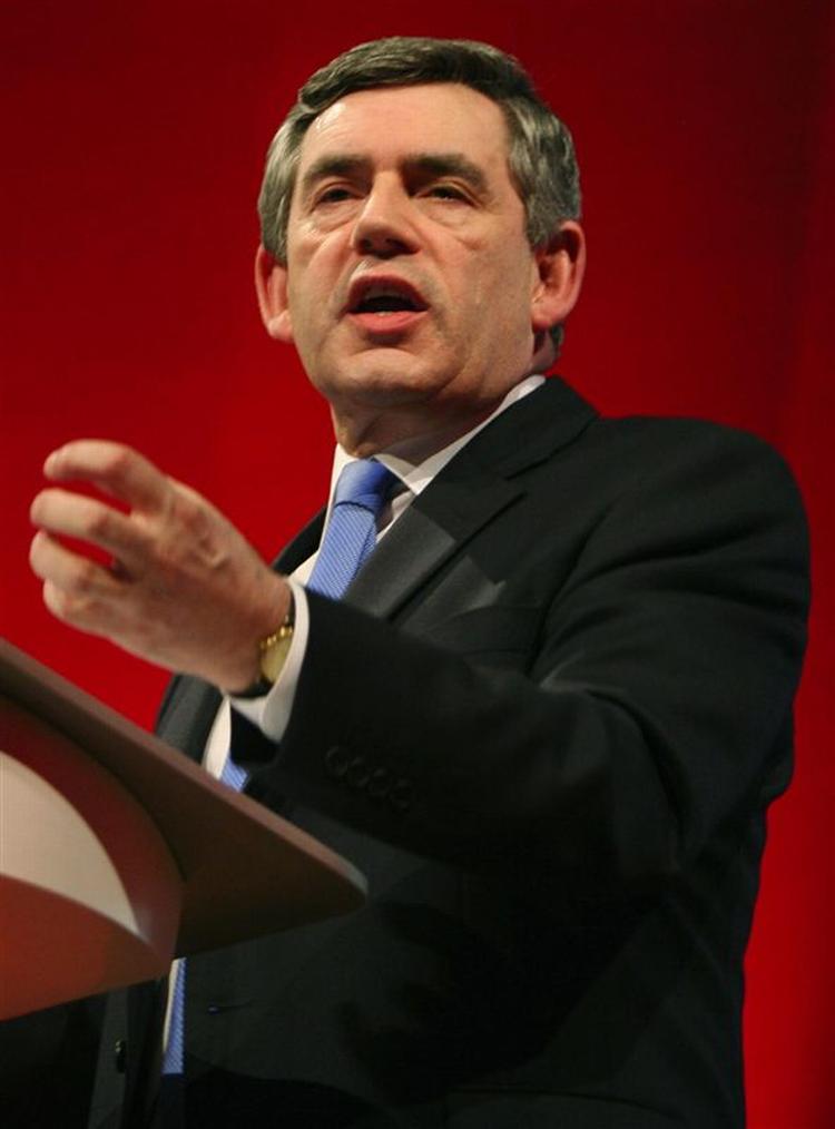 Gordon Brown under dagens tale til Labour-medlemmerne. 