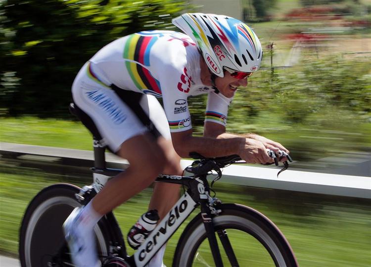 CSC's Fabian Cancellara vandt enkeltstarten på sidste etape af Schweiz Rundt. 