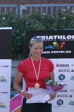 Charlotte Kolters skabte sig et forspring under den indledende svømning og blev ikke siden indhentet i EM-løbet. 