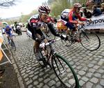 Lars Bak ses her under cykelløbet Gent - Wevelgem. I dag blev han dansk mester i enkeltstart. 