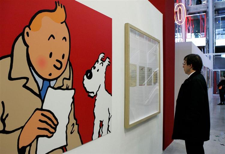 Hergés Tintin her udstillet i Pompidoucenteret i Paris. 