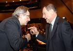 Polens tidligere sikkerhedspolkiske rådgiver, Marek Siwiec (tv.), i samtale med EU's udenrigspolitiske chef, Javier Solana. 