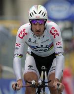 Fabian Cancellara triller i mål. 