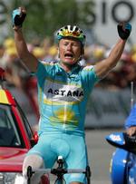 Astana-rytteren Alexandre Vinokourov vandt mandag 15. etape