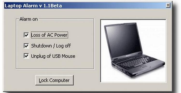 Laptop Alarm går i gang, hvis en tyv tager strømstikket eller USB-musen ud af din bærbare eller forsøger at logge af eller lukke computeren. 