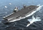Dette er et computerskabt billede af hvordan fremtidens britiske hangarskib kommer til at se ud. Der bliver plads til 36 F-35 jagerfly,når skibene er færdige i 2016 