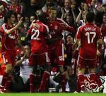 Peter Crouch indledte Liverpools målfest. 