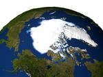Satellitbillede af Arktis fra 2005. 