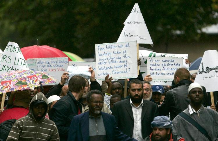 Muhammedtegningerne førte til demonstrationer i Sverige. 